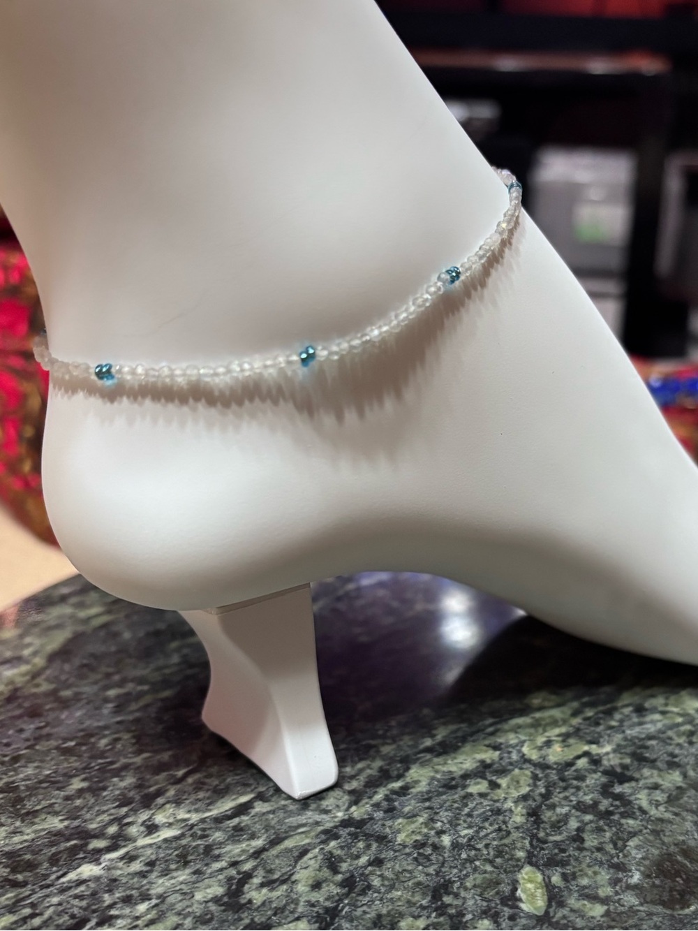 Anklet made with Genuine Sparkling Labradorite and Blue Accent Beads 9 inches